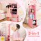 Costway Kids Jewelry Cabinet Standing Children Jewelry Organizer with Full-Length Mirror White/Pink